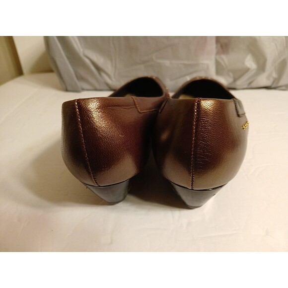 80s Selby Comfort Flex Colorblock Browns/Black Leather Gold Dots Low Heel 9.5 - Picture 7 of 16